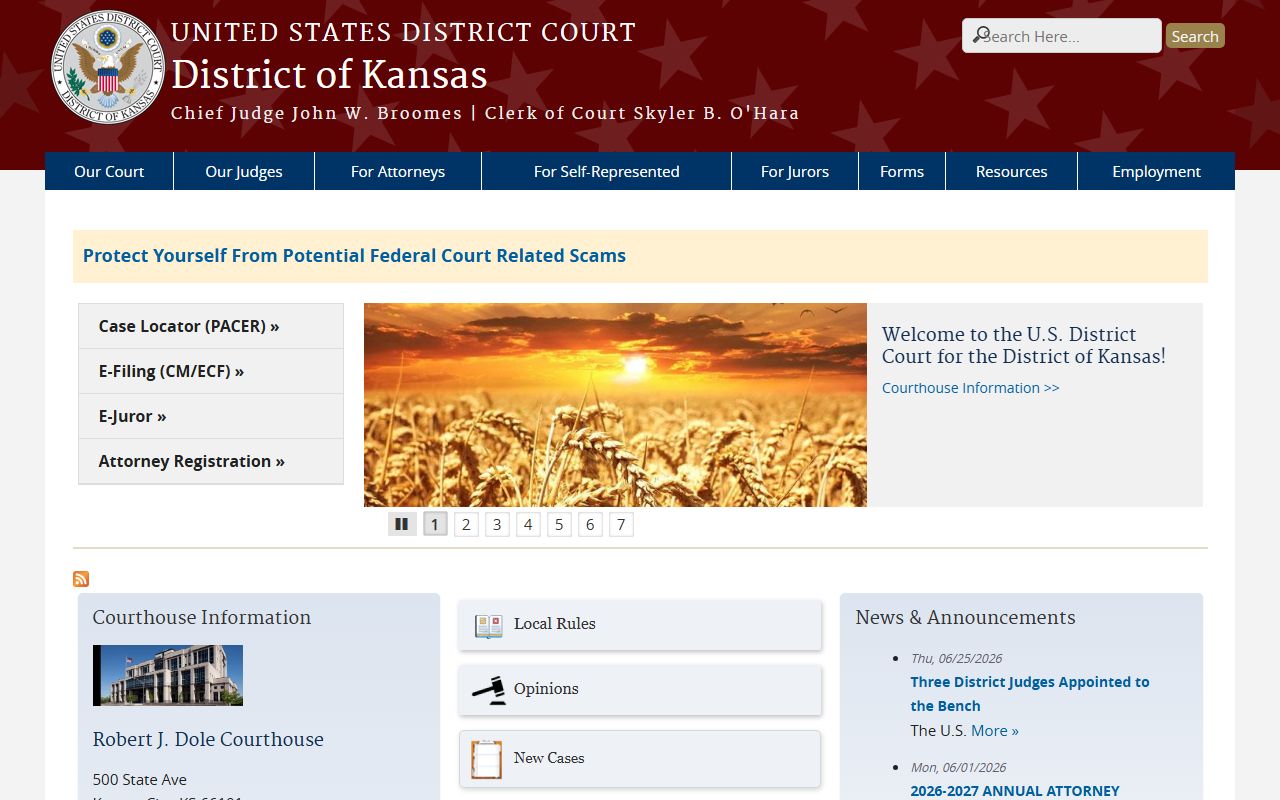 Nemaha County Clerk of the District Court compared with federal District of Kansas records