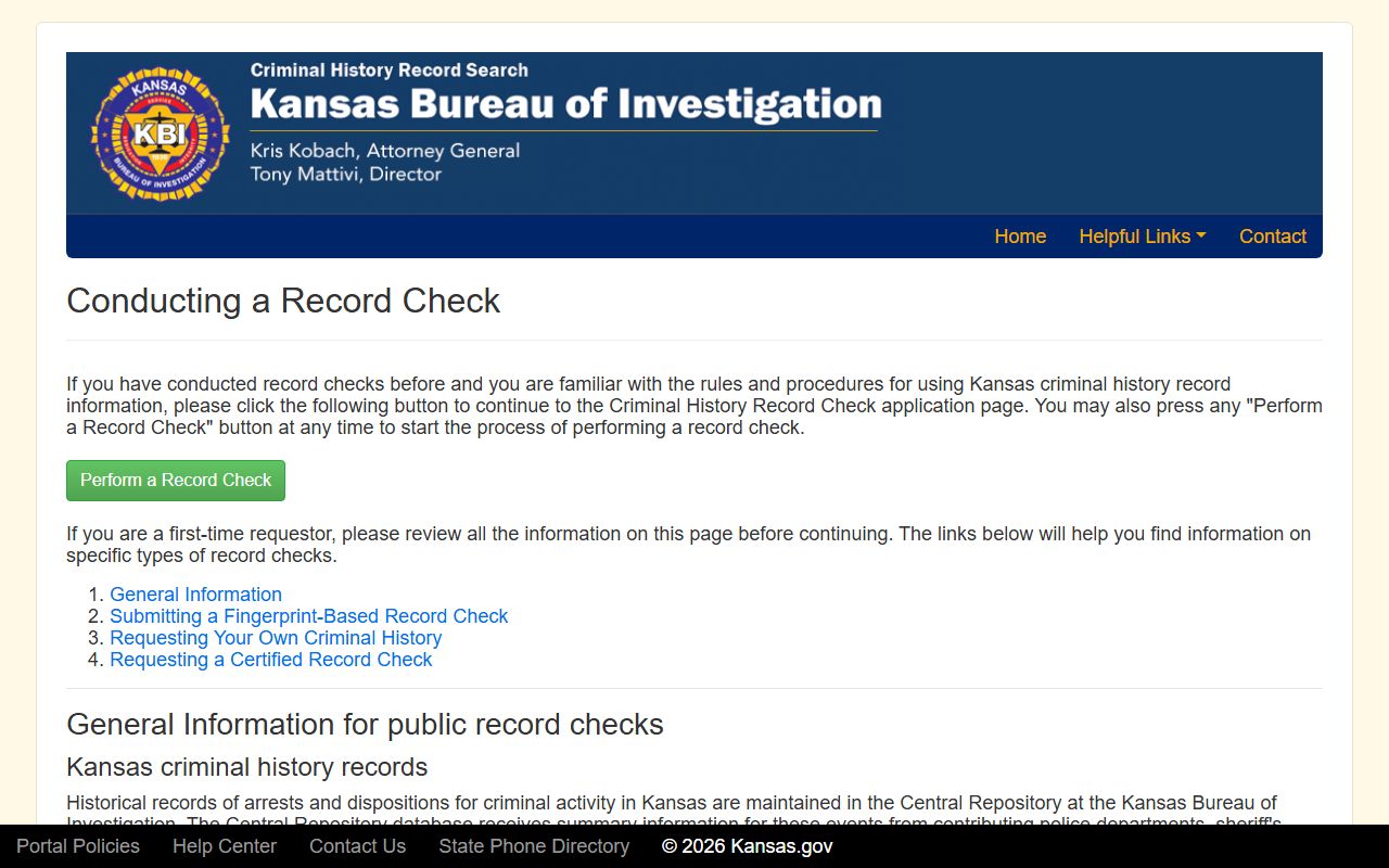 Nemaha County criminal court records KBI fingerprint record check source