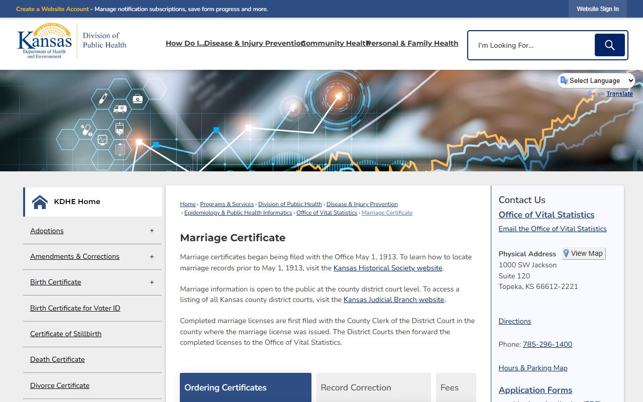 Nemaha County marriage and divorce records and KDHE marriage certificate ordering
