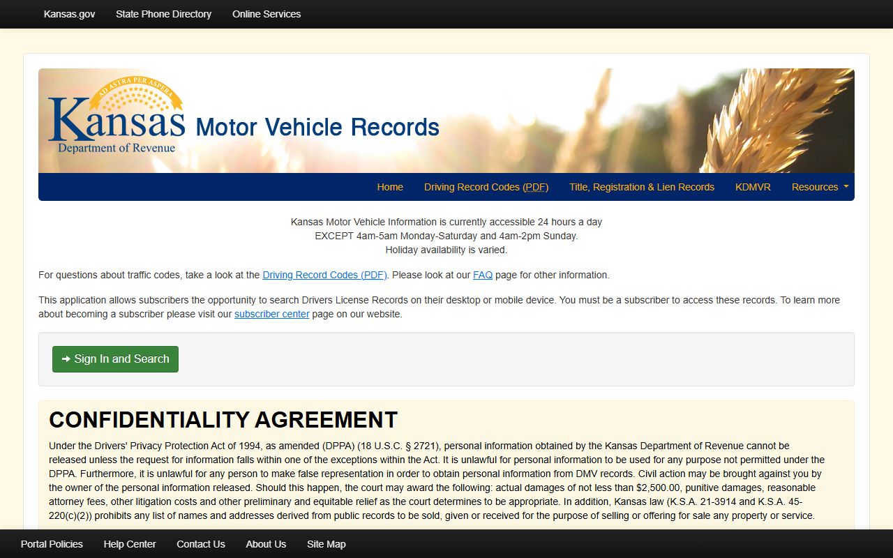 Nemaha County traffic court records and Kansas motor vehicle records portal
