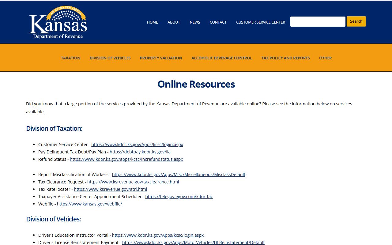 Nemaha County traffic court records and Kansas Revenue online services